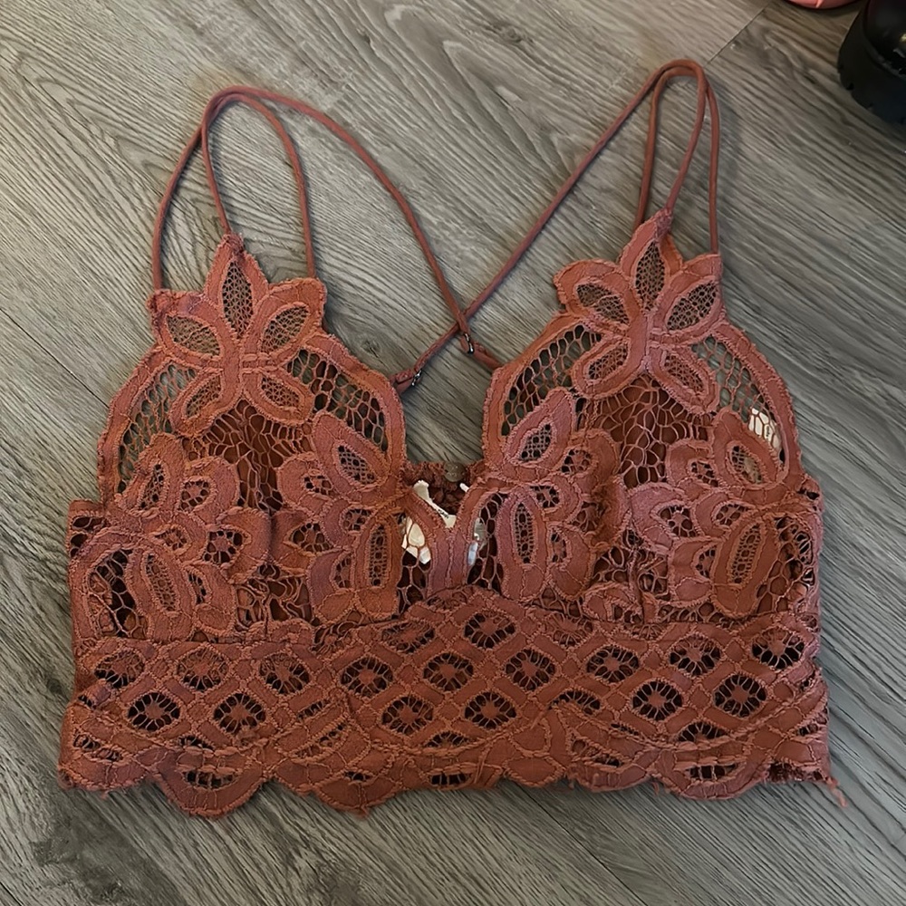 Free People Crochet Rust Bralette